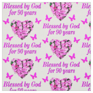PRETTY 90TH BIRTHDAY FLORAL FABRIC