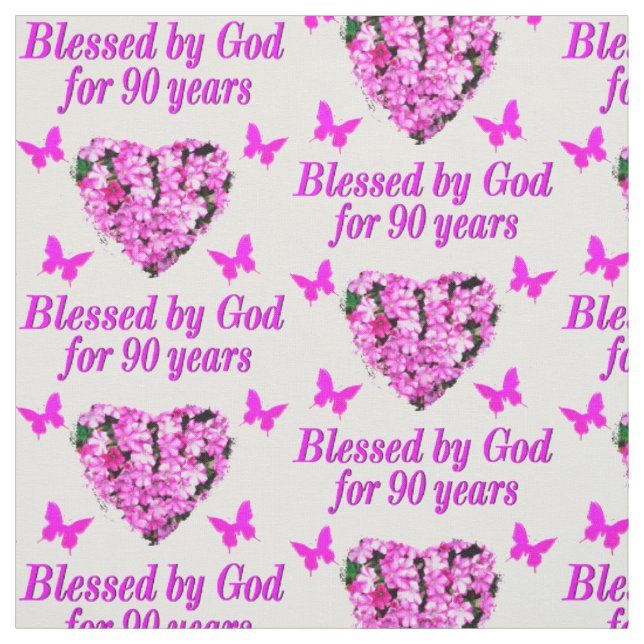 PRETTY 90TH BIRTHDAY FLORAL FABRIC (Swatch)