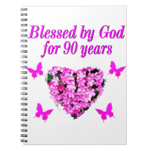 PRETTY 90TH BIRTHDAY FLORAL SPIRAL NOTEBOOK