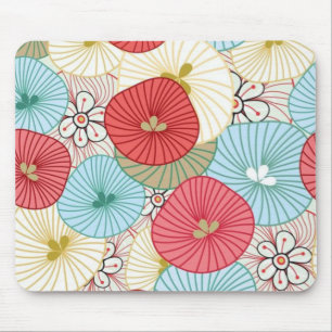 Pretty Abract Colorful Busy Floral Pattern Mouse Pad