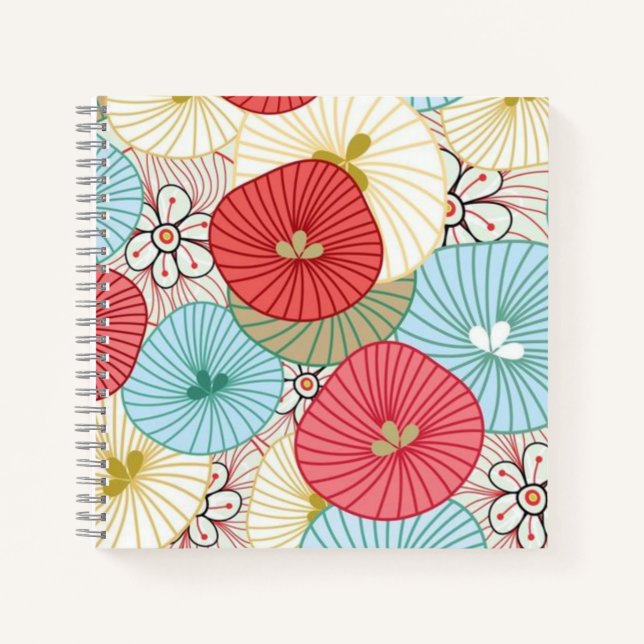 Pretty Abract Colorful Busy Floral Pattern Notebook (Front)