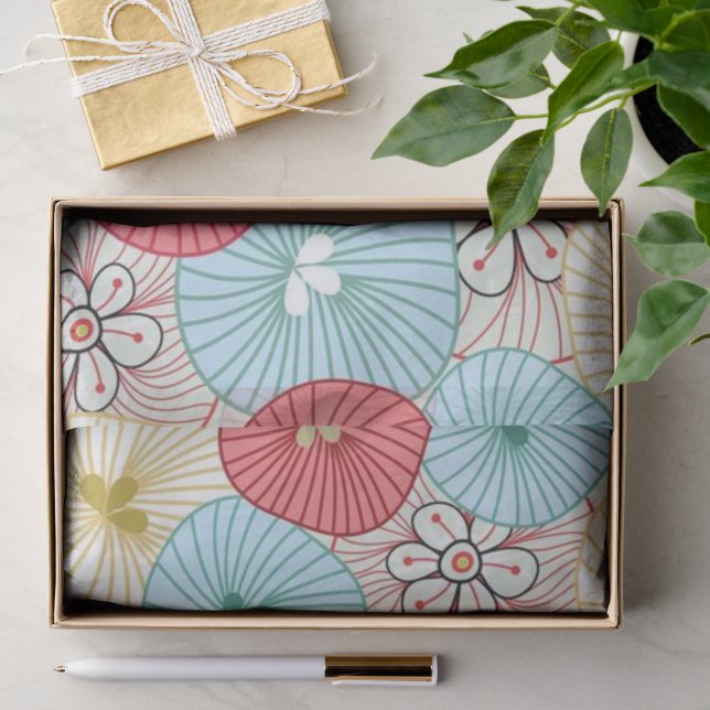 Pretty Abract Colorful Busy Floral Pattern Tissue Paper (Gift)
