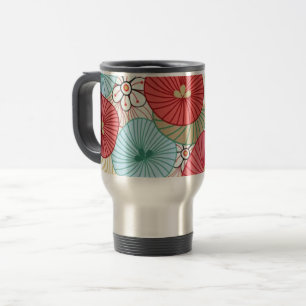 Pretty Abract Colorful Busy Floral Pattern Travel Mug