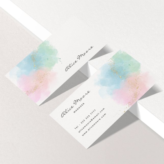 Pretty Abstract Colourful Watercolor Brush  Business Card (Creator Uploaded)