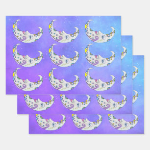 Pretty Abstract Crescent Moons Geometric Shapes Wrapping Paper Sheet