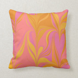 Pretty Abstract Design in Pink, Gold, and Orange Cushion