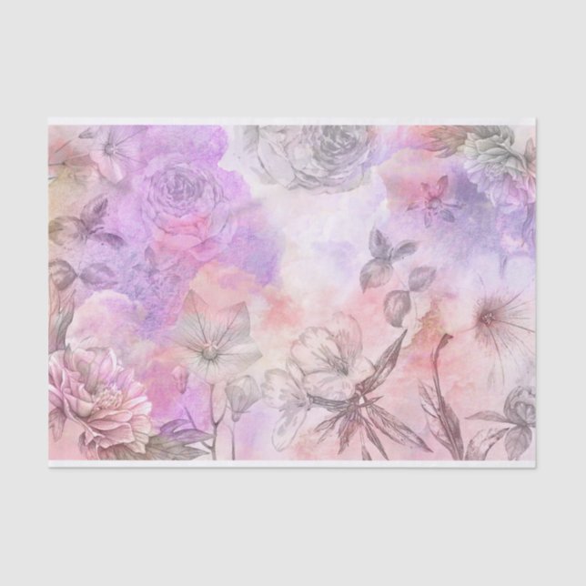 Pretty Abstract Floral Watercolor Design Tissue Paper (Front)