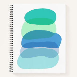 Pretty Abstract Geometric Shapes in Blue and Green Notebook