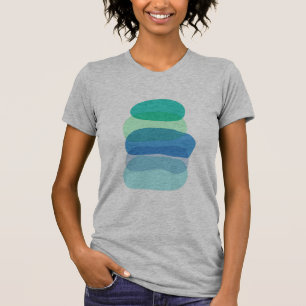 Pretty Abstract Geometric Shapes in Blue and Green T-Shirt