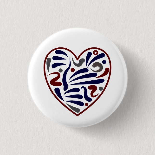 Pretty abstract heart pattern 3 cm round badge (Front)