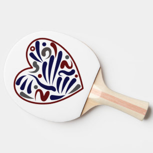 Pretty abstract heart pattern ping pong paddle