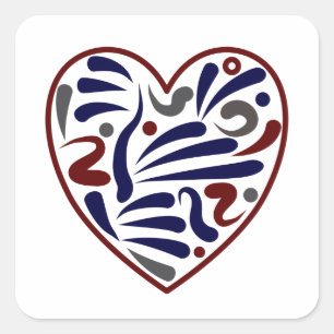 Pretty abstract heart pattern square sticker