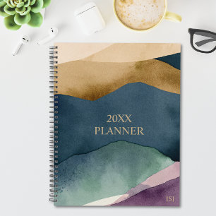 Pretty Abstract Modern Pattern Monogram  Planner