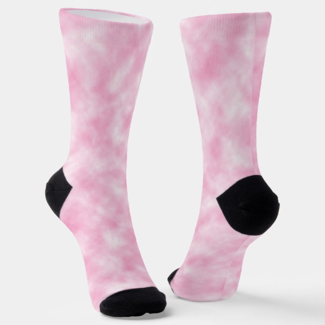 Pretty Abstract Pink and White Clouds Pattern Socks (Angled)