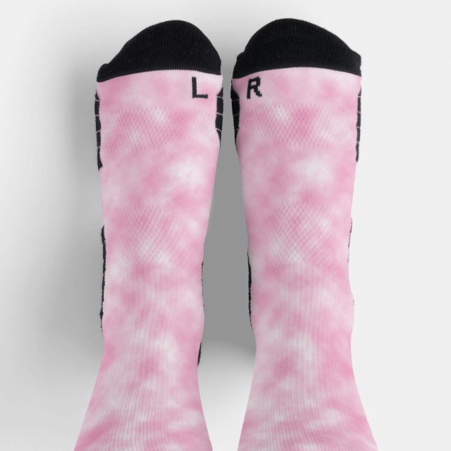 Pretty Abstract Pink and White Clouds Pattern Socks (Top)