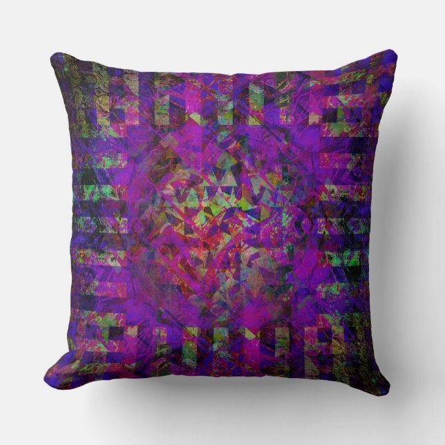 Pretty Abstract Purple Kaleidoscope Pattern Cushion (Front)