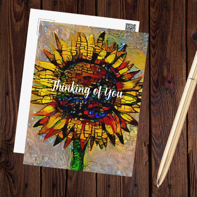 Pretty Abstract Sunflower Painting Postcard (Customizable Sunflower Post Card)