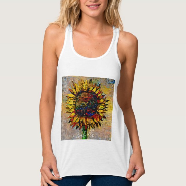 Pretty Abstract Sunflower Painting Singlet (Front)