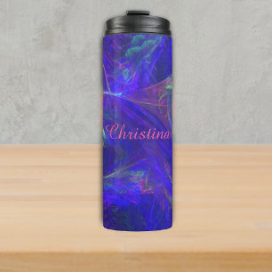 Pretty Abstract Vibrant Swirls of Pink Green Blue Thermal Tumbler