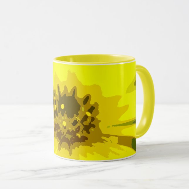 Pretty Abstract Vivid Yellow Daisy Flower  Mug (Front Right)