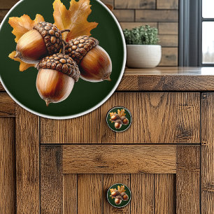 Pretty Acorns Oak Leaves   Ceramic Knob
