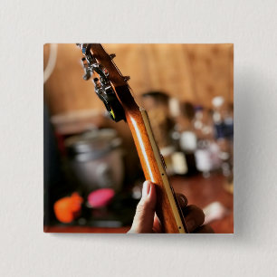 Pretty Acoustic Guitar 15 Cm Square Badge