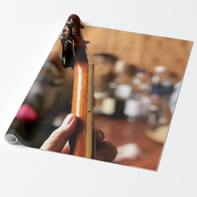 Pretty Acoustic Guitar Wrapping Paper (Unrolled)