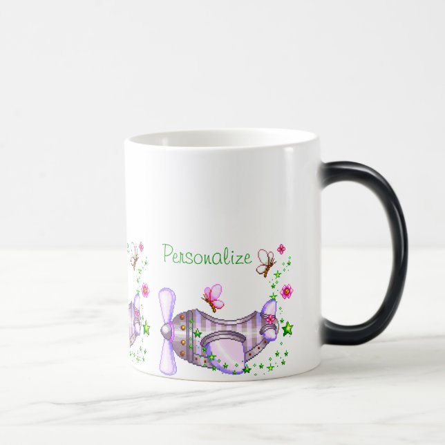 Pretty Aeroplane Pixel Art Magic Mug (Right)