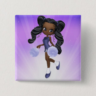 Pretty African American Cheerleader Button