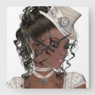 Pretty African American Woman Square Wall Clock