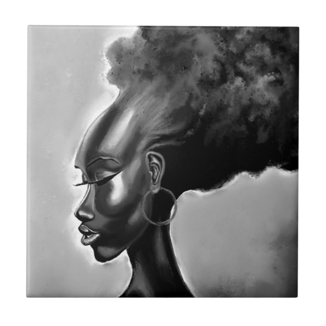 Pretty African Lady Ceramic Tile (Front)