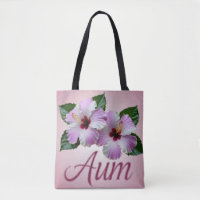 Pretty AI Art Hibiscus Aum Tote Bag