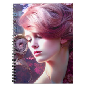 Pretty AI Generated Lady Spiral Photo Notebook