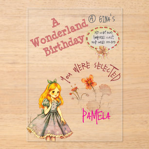 Pretty Alice in Wonderland Acrylic Invitation