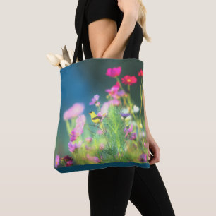 Pretty American Goldfinch in a Cosmos Garden Tote Bag