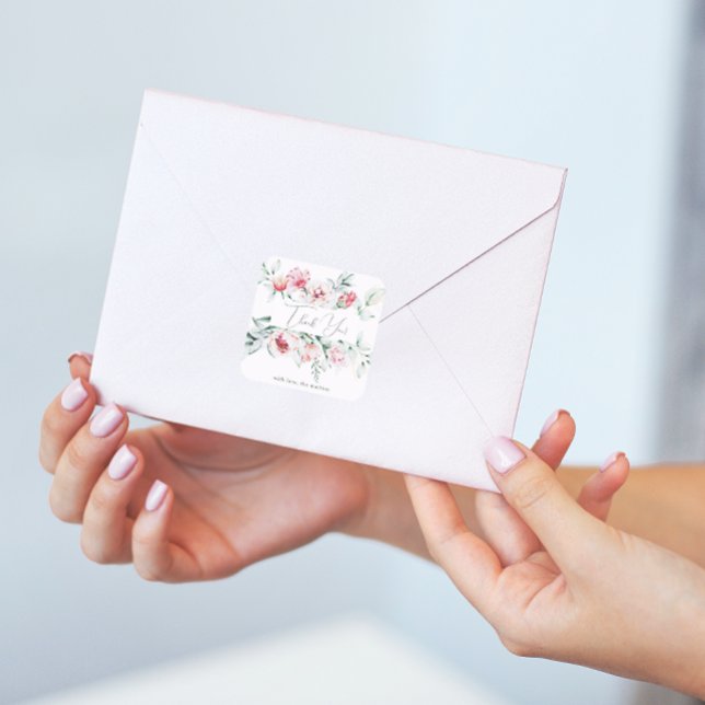 Pretty and Chic Floral Thank You Square Sticker (Creator Uploaded)