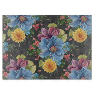 Pretty And Dark Floral Cutting Board
