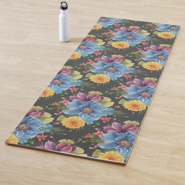Pretty And  Dark Floral   Yoga Mat (In Situ)