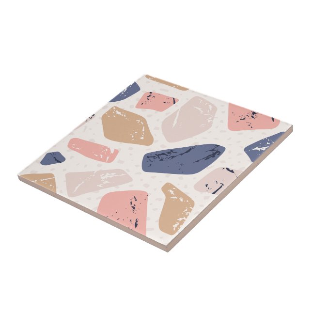 Pretty and elegant blue and pink stone abstract tile (Side)