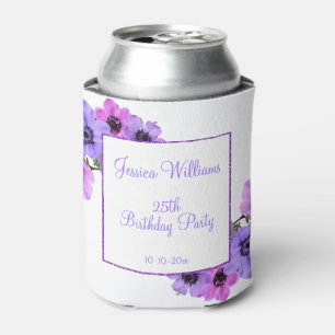 Pretty Anemones Floral 25th Birthday Can Cooler