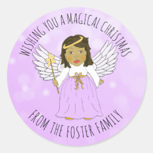 Pretty Angel Wishing you a Merry Christmas Classic Round Sticker