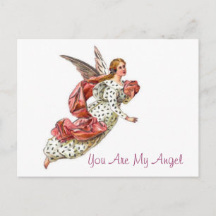 Pretty Angel With Pink Ribbon Postcard
