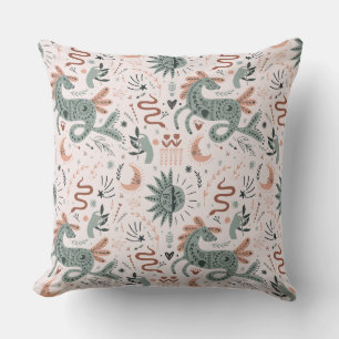 Pretty animal Watercolor gift for her Pink pattern Cushion