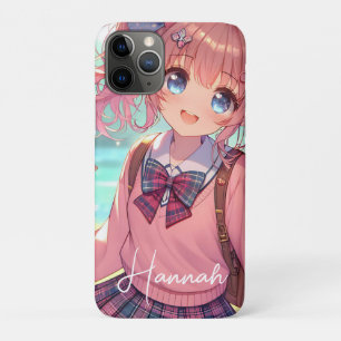 Pretty Anime Girl in Pink Pigtails Case-Mate iPhone Case