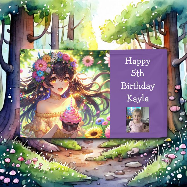 Pretty Anime Girl Photo, Age and Name Birthday  Banner (Creator Uploaded)