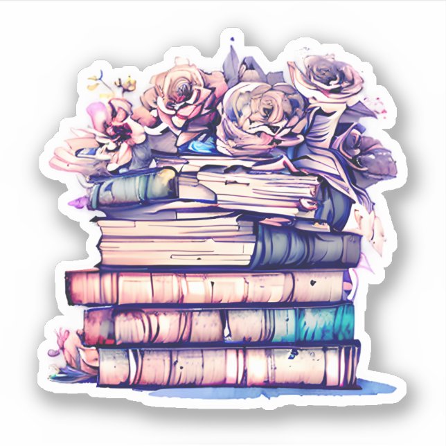 Pretty Antique Pile of Books and Vintage Roses (Front)