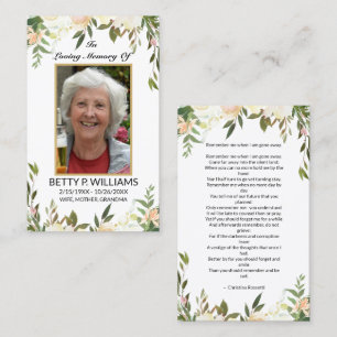 Pretty Antique White Floral Gold Frame Prayer Card