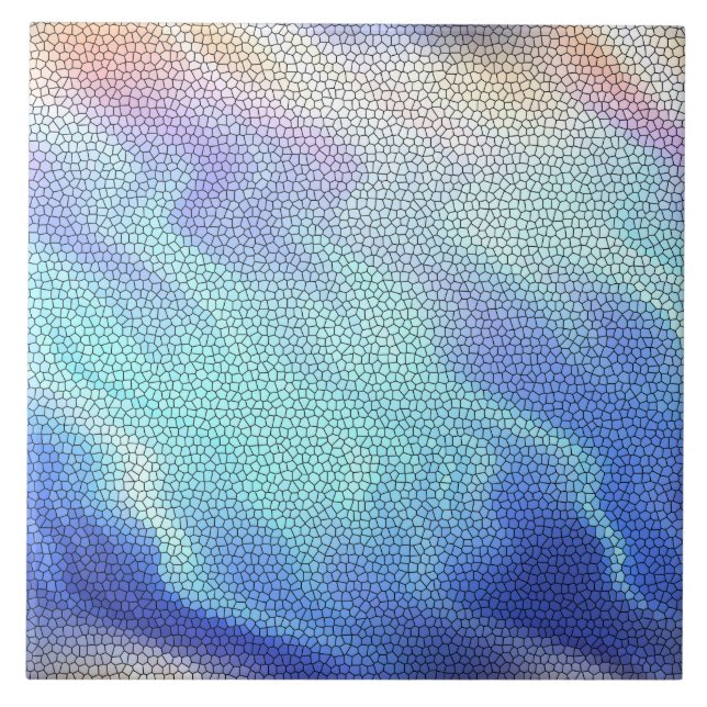 Pretty Aqua Blue Purple Pastel Mosaic Tiles (Front)