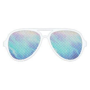 Pretty Aqua Blue Purple Pastel Mosaic Tiles Aviator Sunglasses
