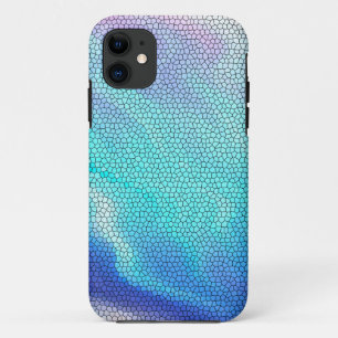 Pretty Aqua Blue Purple Pastel Mosaic Tiles Case-Mate iPhone Case
